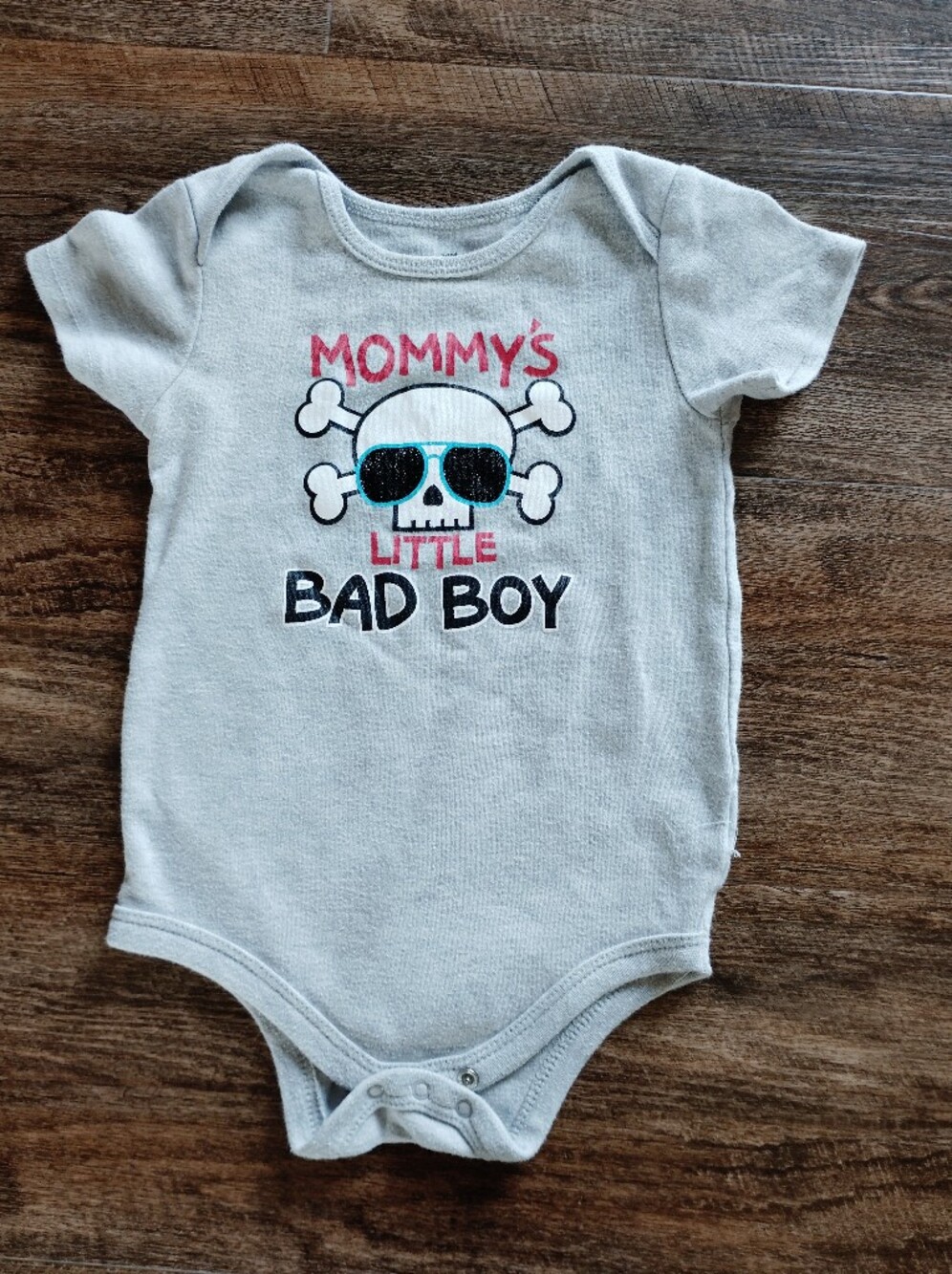 Mommy's Little Bad Boy Gray Baby One-Piece Bodysuit
